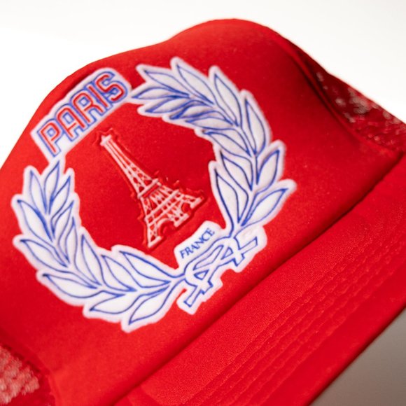 Vintage Paris France Trucker Snapback Cap Hat Eiffel Tower Tourist 80s Mesh - Picture 12 of 13